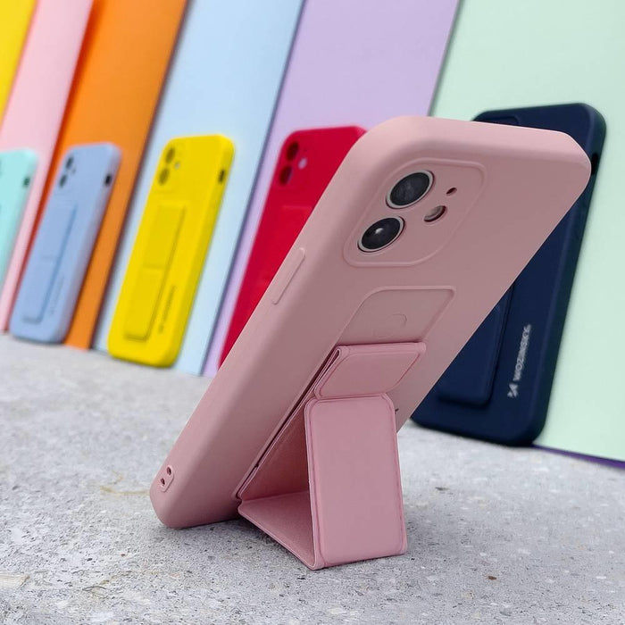 Wozinsky Kickstand Case silicone case with stand Samsung Galaxy A22 4G dark green