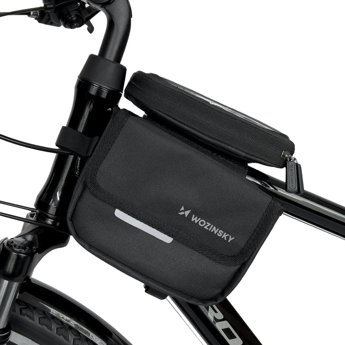 Wozinsky bicycle frame bag, waterproof phone case, 1.5l, black (WBB26BK)