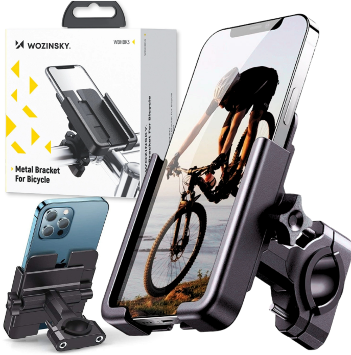 Wozinsky metal bicycle phone holder, scooters black (WBHBK3)