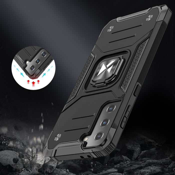 Wozinsky Ring Armor Tough Hybrid Case Cover + Magnetic Mount for Samsung Galaxy S22 + (S22 Plus) Pink