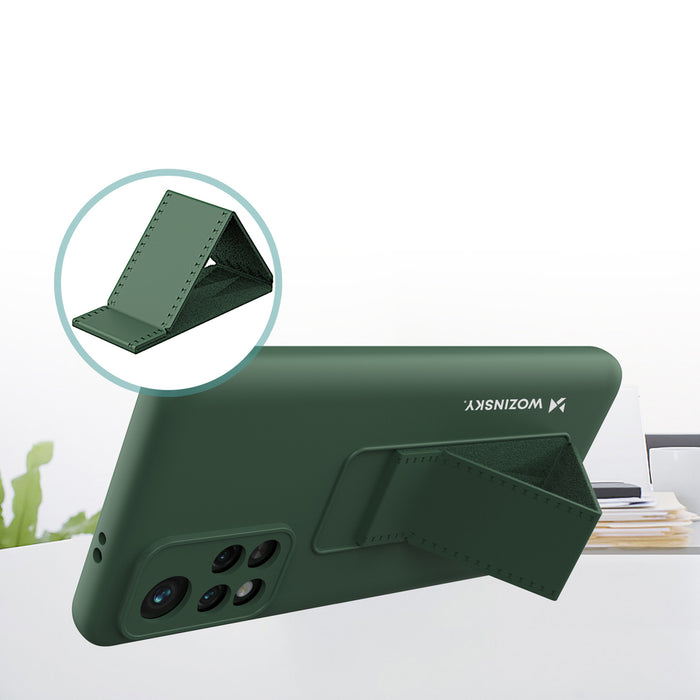 Wozinsky Kickstand Case silicone case with stand Xiaomi Poco M4 Pro 5G navy blue