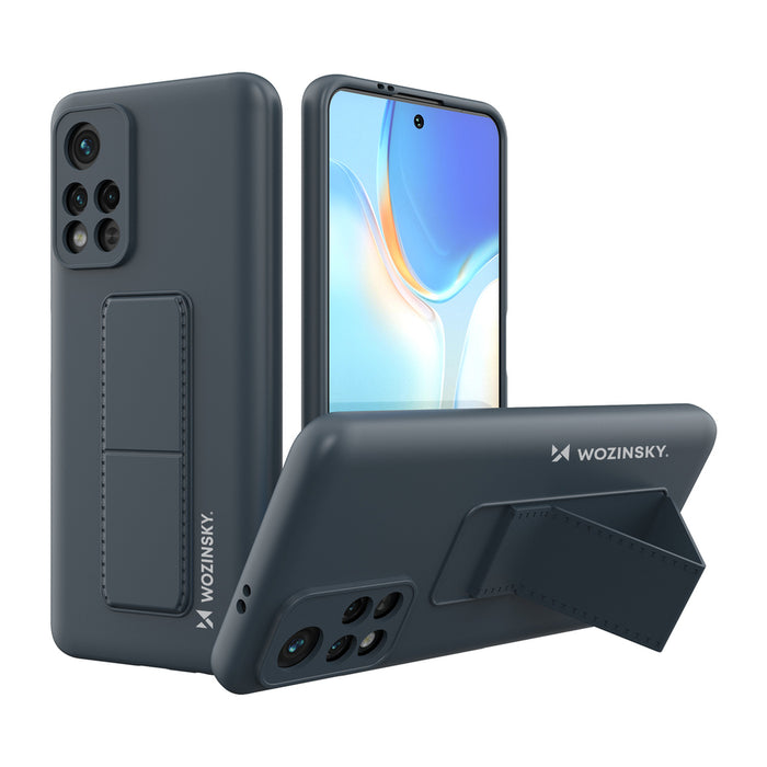 Wozinsky Kickstand Case silicone case with stand Xiaomi Poco M4 Pro 5G navy blue