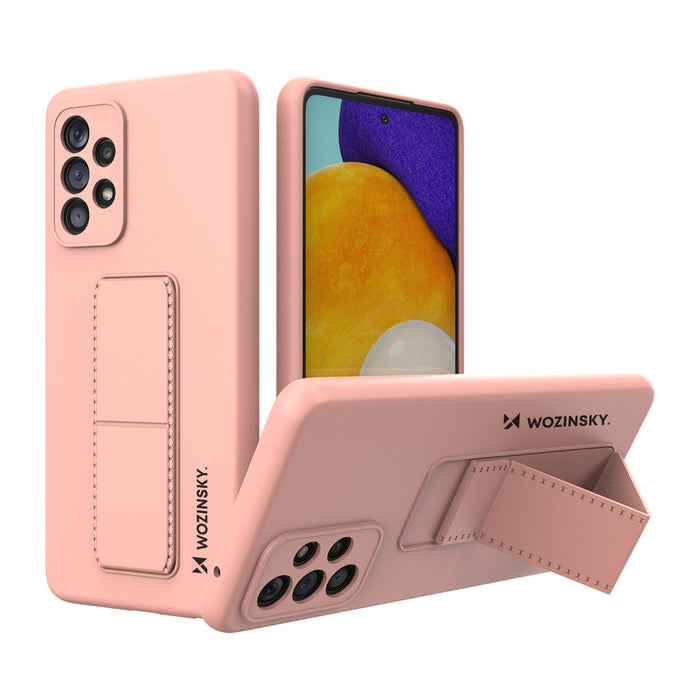 Wozinsky Kickstand Case silicone case with stand for Samsung Galaxy A73 pink