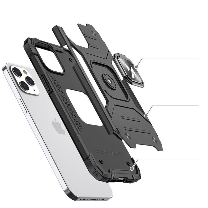 Wozinsky Ring Armor iPhone 14 Pro Max Armored Case Magnetic Holder Ring Gold