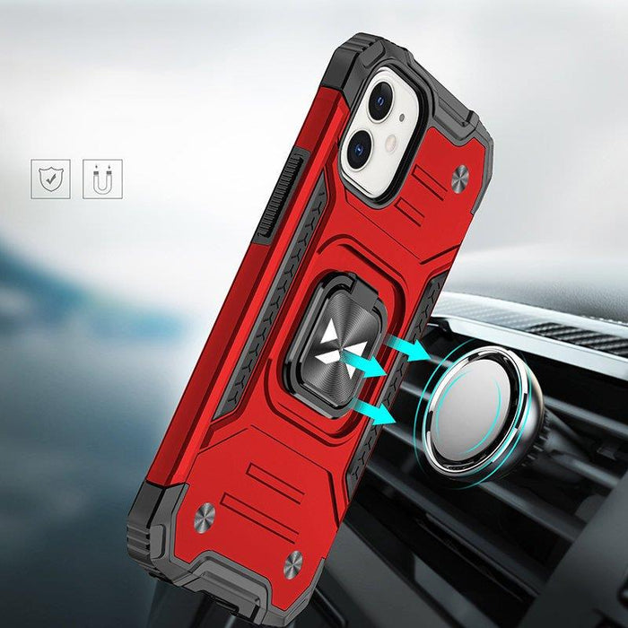 Wozinsky Ring Armor case for iPhone 14 Plus armored cover magnetic holder ring red