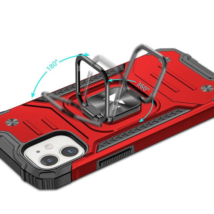 Wozinsky Ring Armor case for iPhone 14 Plus armored cover magnetic holder ring red