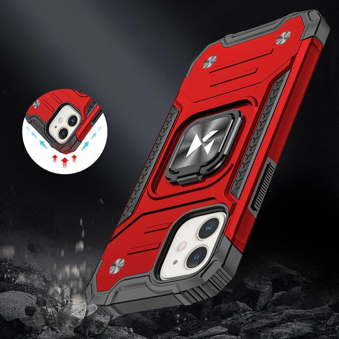 Wozinsky Ring Armor case for iPhone 14 Plus armored cover magnetic holder ring red
