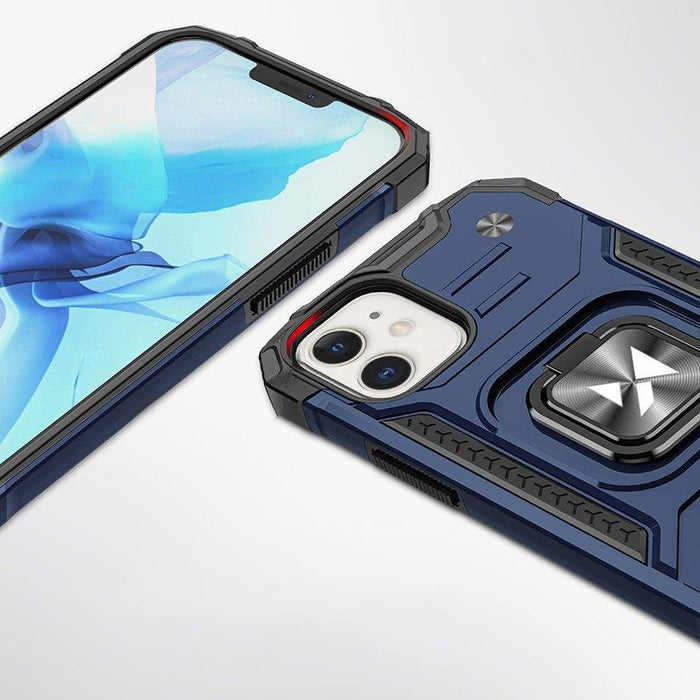 Wozinsky Ring Armor case for iPhone 14 Plus armored cover magnetic holder ring blue