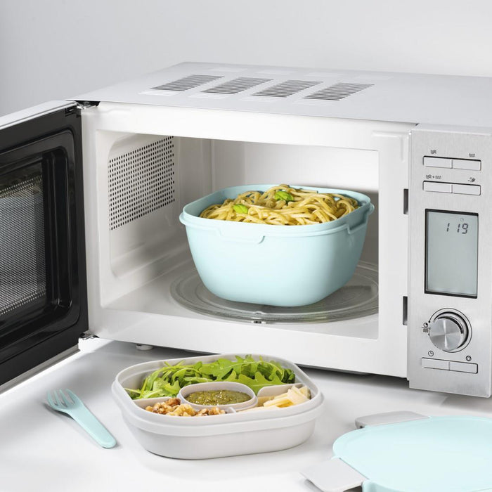 Xavax To Go food box, 3 compartments, utensils, dressing, pastel blue