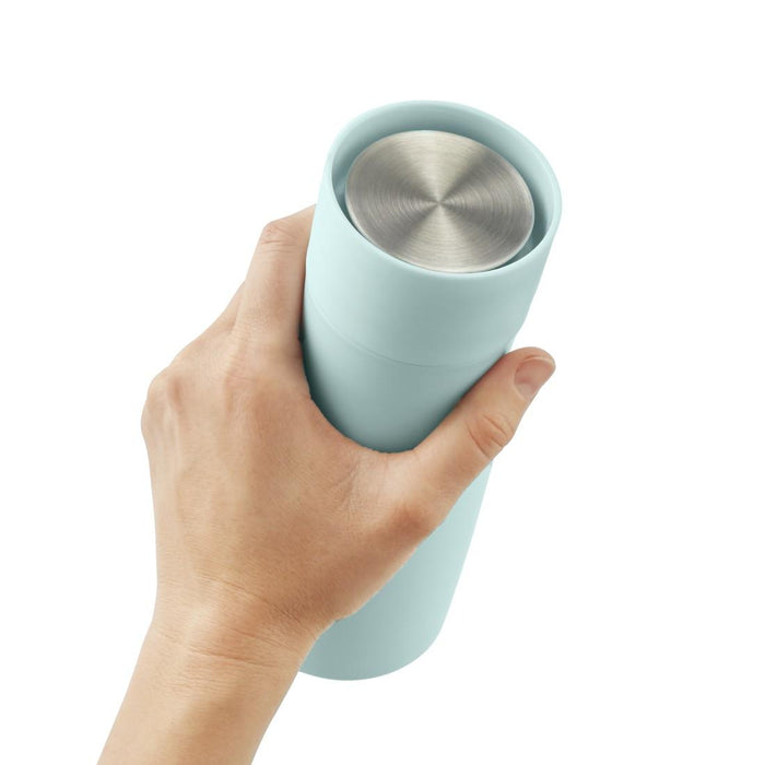 Xavax To Go Thermos Mug, 400 ml, Insulated, Beverage Hole, Pastel Blue