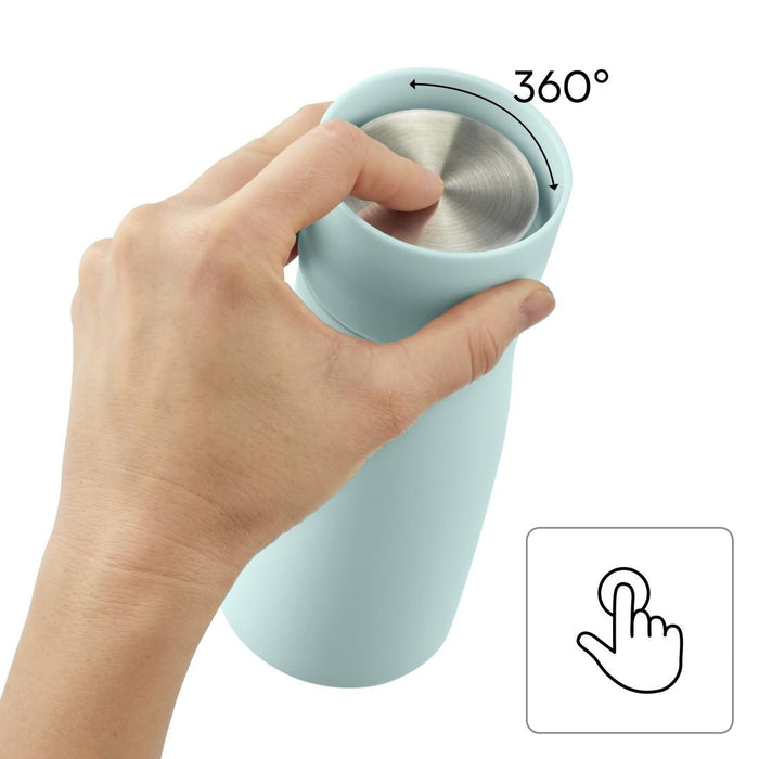 Xavax To Go Thermos Mug, 400 ml, Insulated, Beverage Hole, Pastel Blue