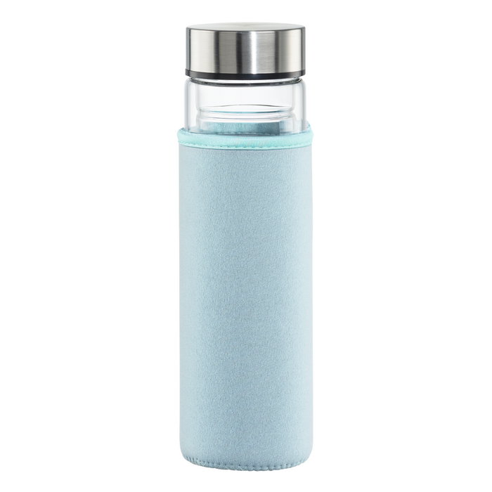 Xavax To Go Glass Bottle, 450 ml, Protective Case, Strainer