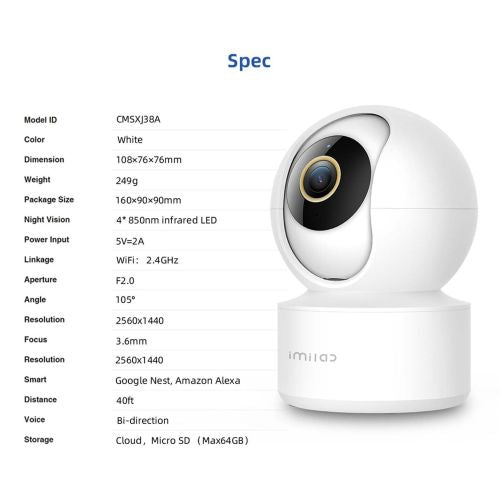 Xiaomi IMILAB C21 Home Security Camera 360 2.5K White EU CMSXJ56B
