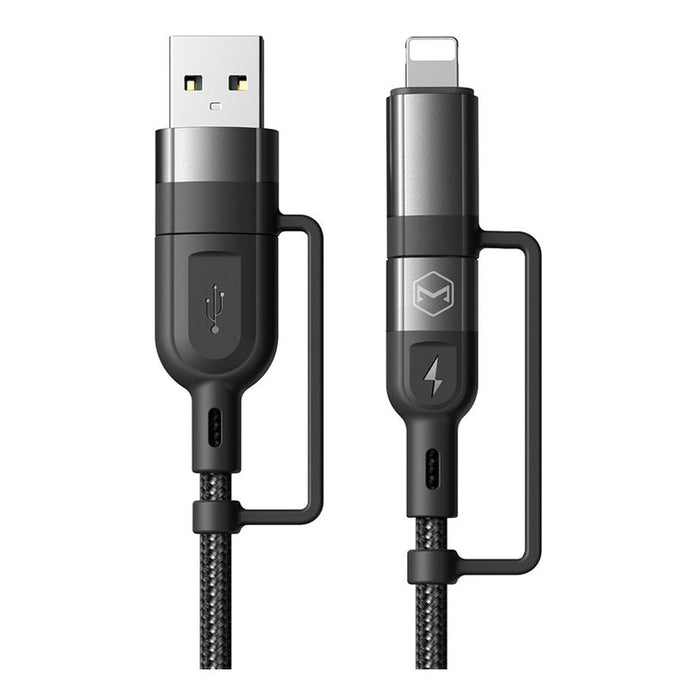 CABLE XMART 4in1 TYPE-C+LIGHTNING BLACK