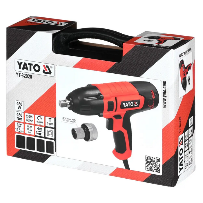 Yato YT-82020 power wrench 1/4’’ 3300 RPM 450 N⋅m Black Red 450 W - Impact wrenchesNAK-KLU<<<Cordless