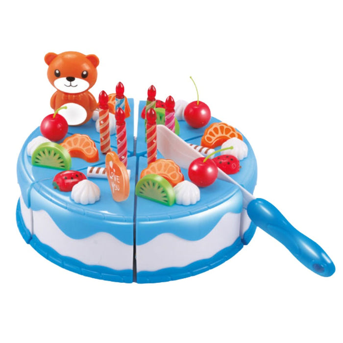 Paper Piece Cake with Lights and Candles Blue