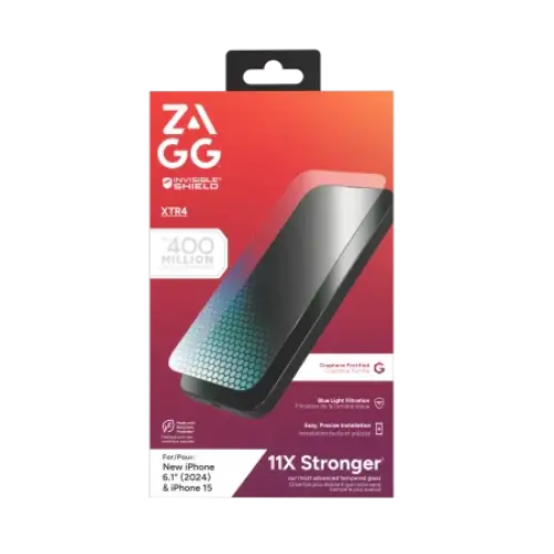 ZAGG InvisibleShield Glass XTR4 protective glass with graphene and blue light filter for iPhone 15/16 - Cell phone