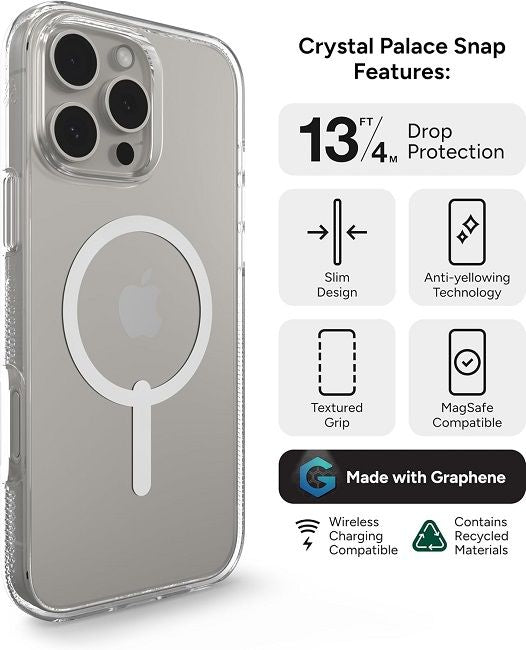 ZAGG Crystal Palace Snap MagSafe Case for iPhone 16 Pro Max - Clear