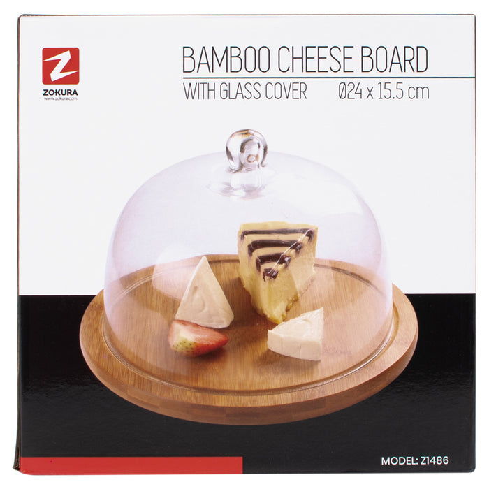 CHEESE PLATE GLASS LID 24CM Z1486 ZOKURA