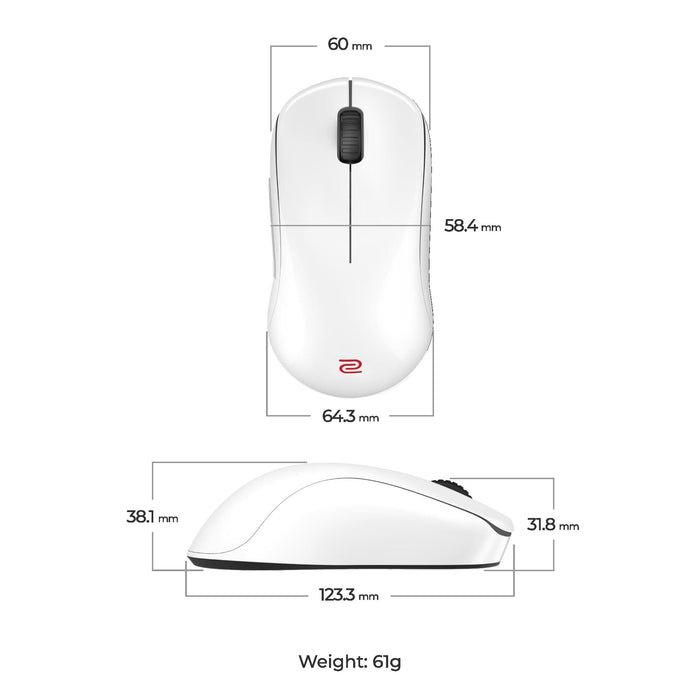 ZOWIE U2-DW 4K wireless gaming mouse, 2.4G, white