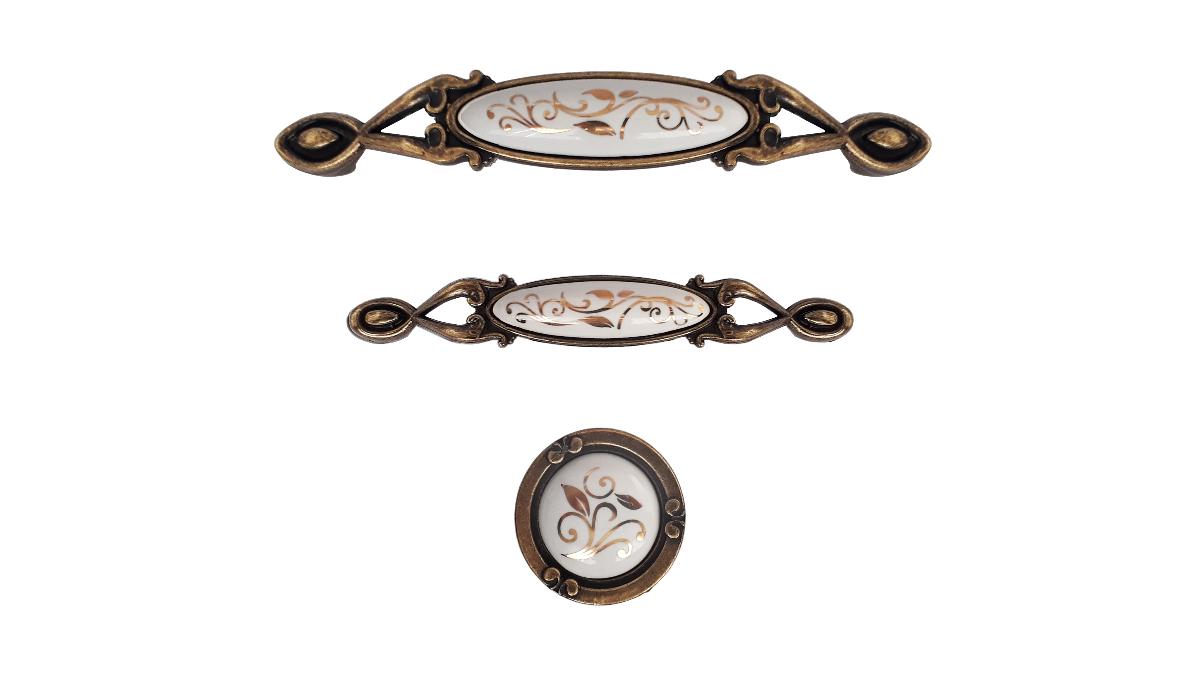 FURNITURE HANDLE GOLD ANTIQUE WHITE ZUMRUT