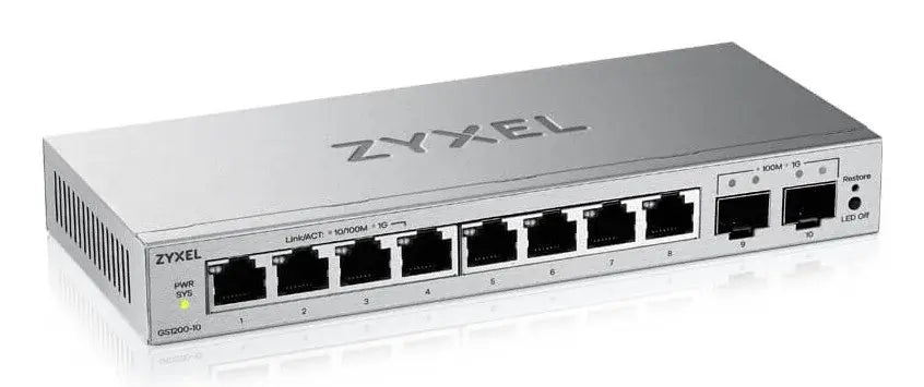 Switch ZyXEL GS-1200-10, V3, Managed, 8-port, 10/100/1000 with 2Gbe Uplink