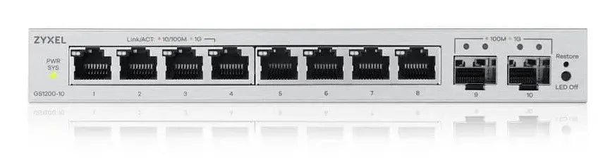 Switch ZyXEL GS-1200-10, V3, Managed, 8-port, 10/100/1000 with 2Gbe Uplink