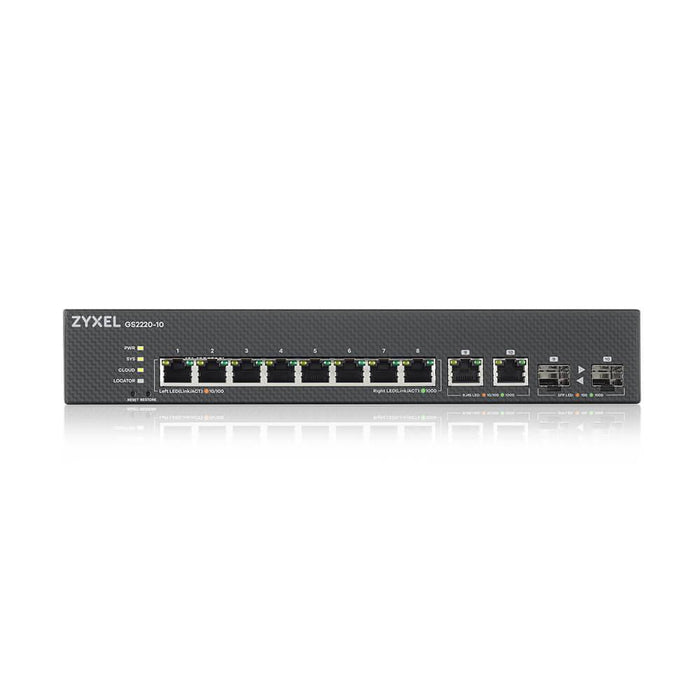 Switch ZYXEL GS2220-10, 10 port managed L2, 8x Gigabit + 2x Gigabit combo (RJ45/SFP)