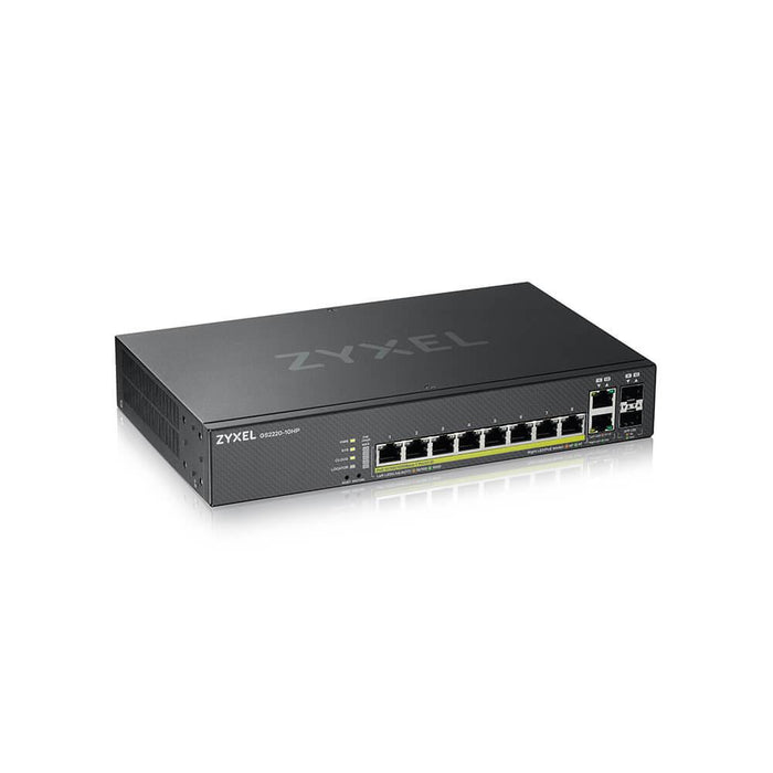 Switch ZyXEL GS-2220-10HP, 10-port Layer2+, 8x Gigabit PoE + 2x Gigabit combo (RJ45/SFP), managed