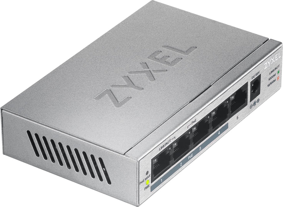 Switch ZyXEL GS1005-HP, 5-port gigabit unmanaged PoE+, 60W