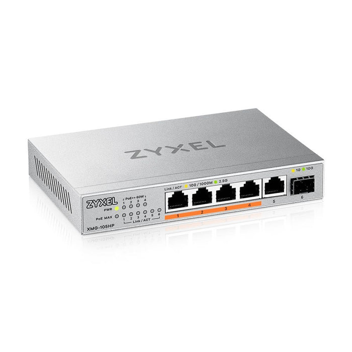Switch ZyXEL XMG-105HP 5-port 2.5Gb + 1xSFP+, 4-port 70W PoE++, unmanaged