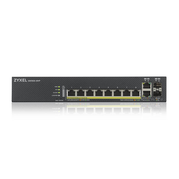 Switch 8-port ZyXEL GS1920-8HPV2, Gigabit, managed, PoE