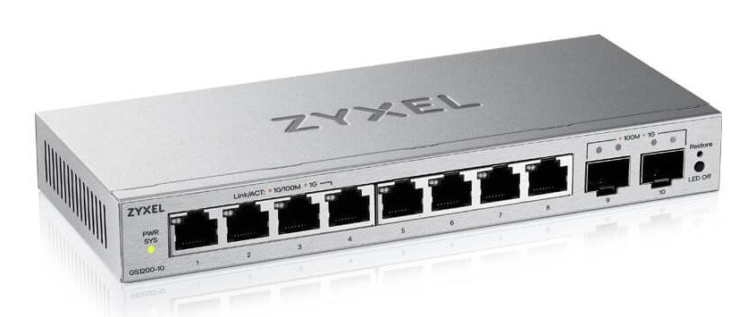 Switch ZyXEL GS-1200-10, V3, Managed, 8-port, 10/100/1000 with 2Gbe Uplink