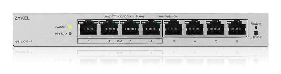Switch ZyXEL GS-1200-8HPV3, 8 ports, Gigabit, webmanaged