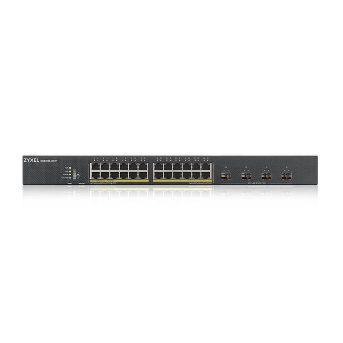 Zyxel XGS1935-28HP, 28 Port Lite-L3 Smart Managed PoE Switch, 24x Gigabit PoE and 4x 10G SFP+, hybrid mode, standalone or NebulaFlex Cloud, 375 Watt PoE