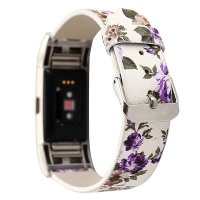 Leather strap with flowers for Fitbit / Fitbit Charge 2