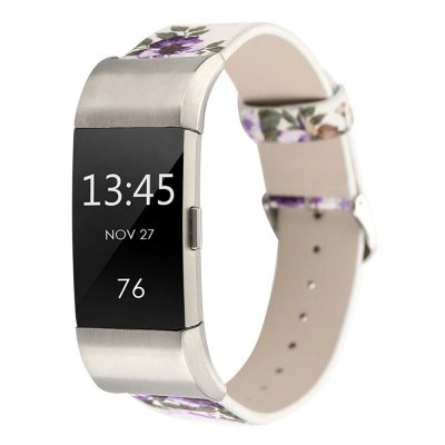 Leather strap with flowers for Fitbit / Fitbit Charge 2