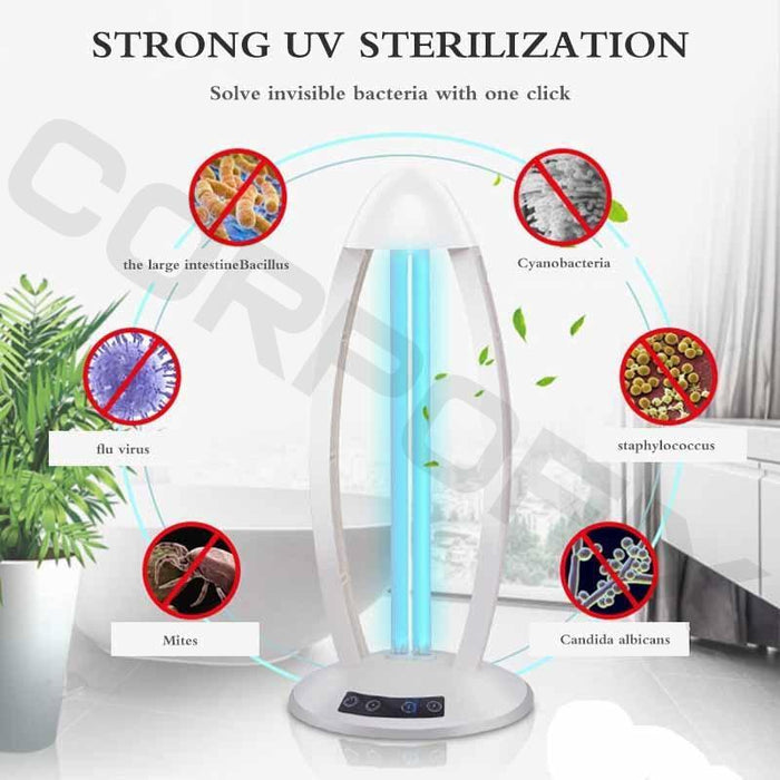 Ultraviolet bactericidal UV lamp Corpofix CV3 by an ozone generator for disinfection against bacteria and viruses, remote control and timer, air purification and sterilization