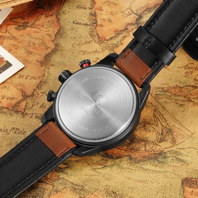 Men's waterproof quartz watch with leather strap CURREN 8250