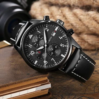 Men's waterproof quartz watch with leather strap OCHSTIN GQ043B