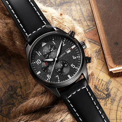 Men's waterproof quartz watch with leather strap OCHSTIN GQ043B