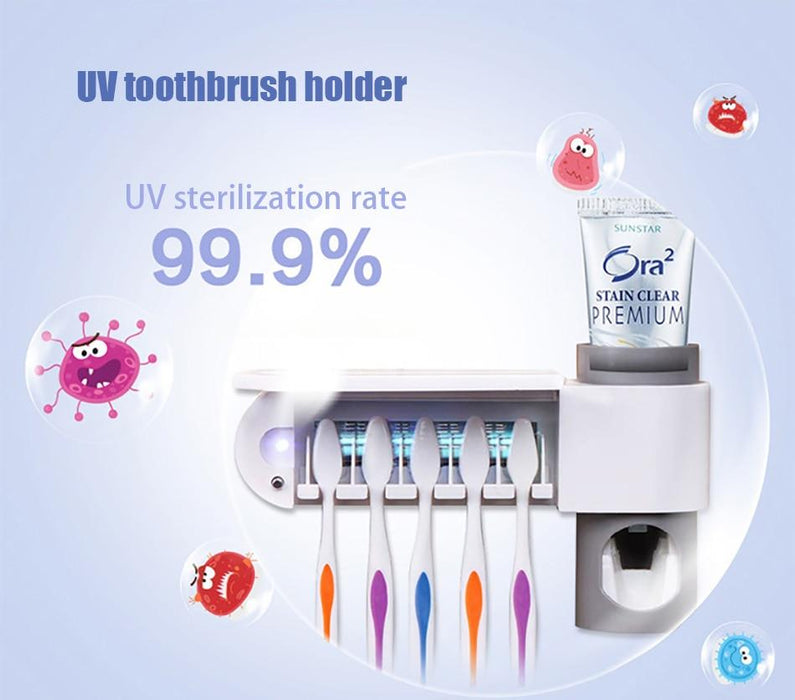 2 in 1 household bathroom set - UV sterilizer toothbrush and dispenser for toothpaste