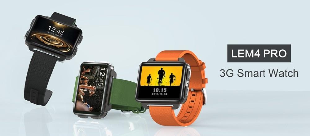 LEMFO LEM4 PRO Smart watch MTK6580, SIM card,  Android 5.1, 1GB + 16GB 1200mAh battery Wifi 3G video call