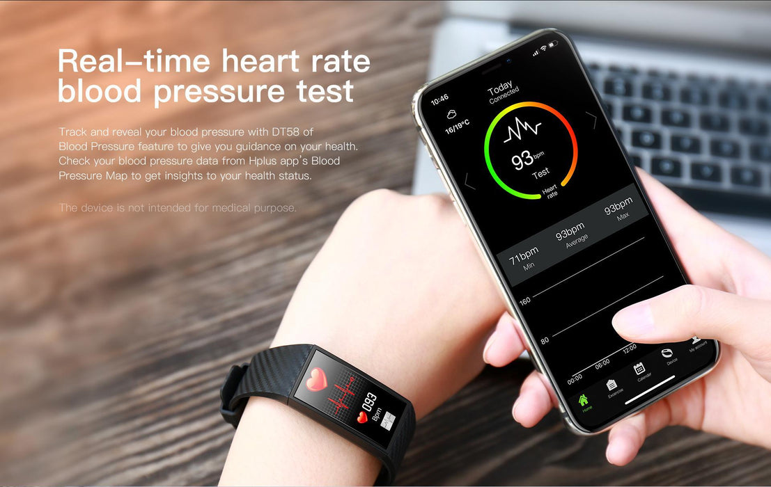 Fitness smart bracelet F98 1.14 a large display, monitor pulse, ECG graph blood pressure, IP68 waterproof