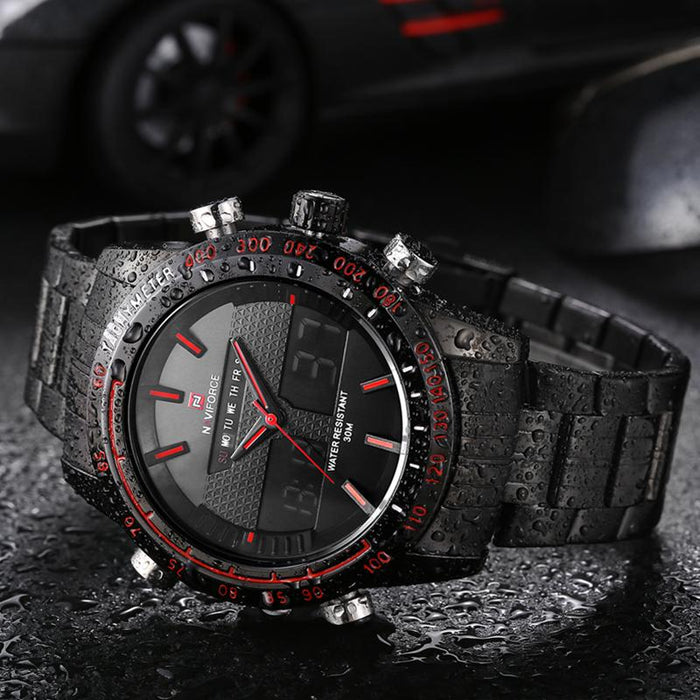 Waterproof male quartz watch with dual display NAVIFORCE 9024