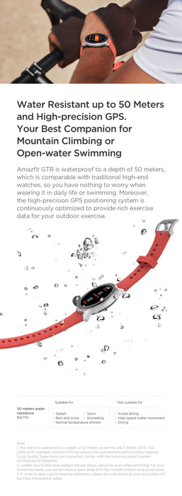 Smart watch Amazfit GTR 42mm, 5ATM, 12 days of battery life, Aluminum housing