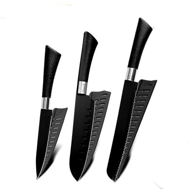 Set of kitchen knives made of stainless steel, 3 pieces