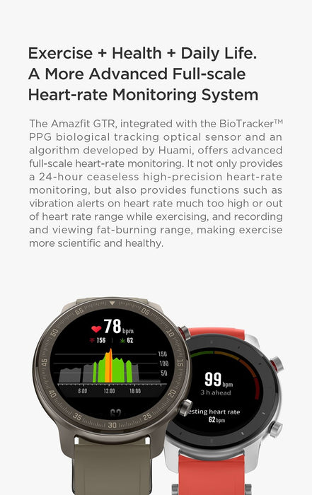 Smart watch Amazfit GTR 47mm Titanium edition, 5ATM, 24 days of battery life, Titanium housing