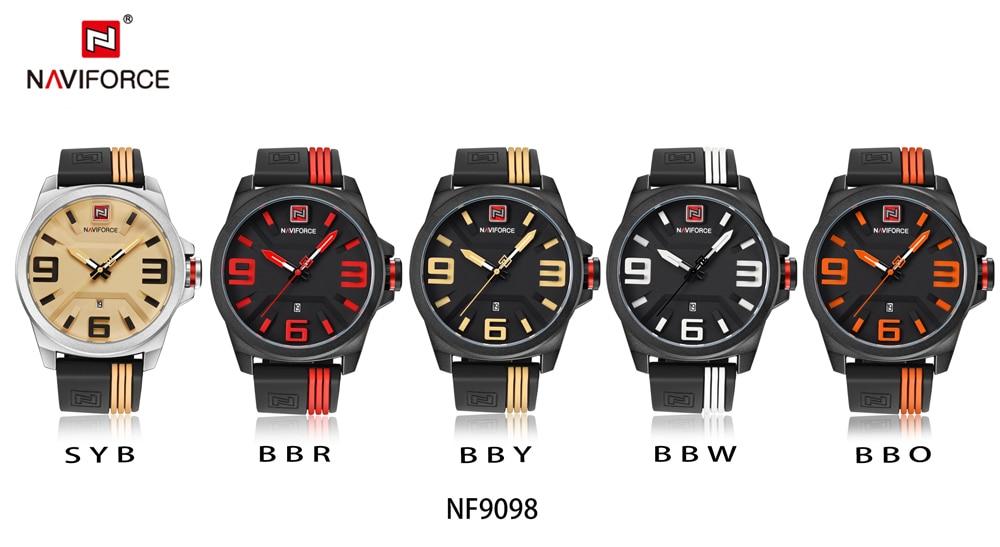 Waterproof male quartz watch NAVIFORCE 9098