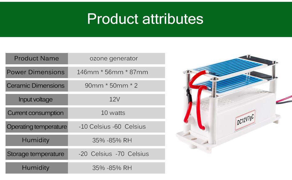 Ozonator car ATWFS ceramic element 12V10g
